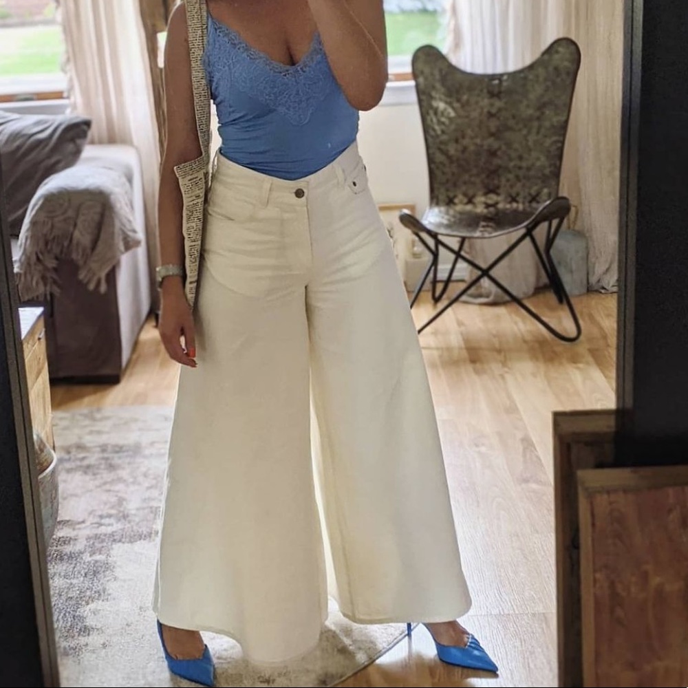 FARM Rio White Wide-Leg Pants
